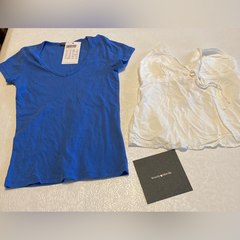 Brandy Melville Royal Blue V-Neck girls women size 18 shirt blouse tank top